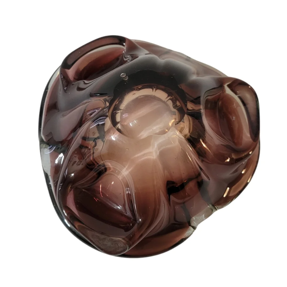 Art Glass Murano Ashtray Candy Dish Plum Amethyst